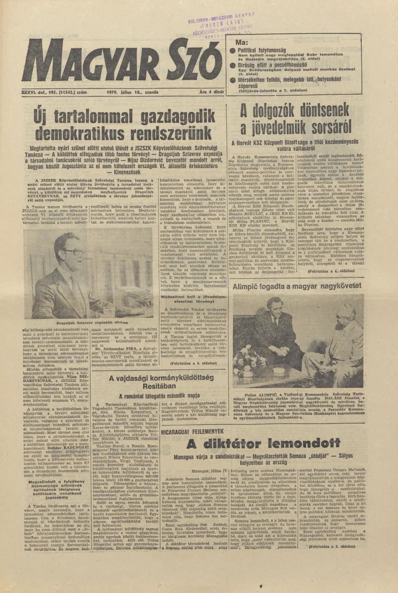 Magyar Szó, 36. évf. 1979. július 18. 195. sz. 1–19. oldal