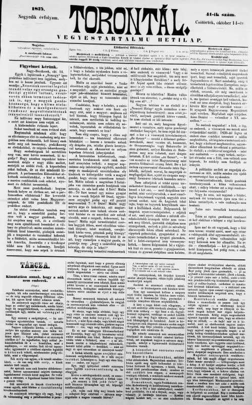 Torontál, 4. évf. 1875. október 14. 41. sz.