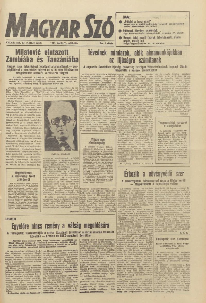 Magyar Szó, 38. évf. 1981. április 9. 97. sz.