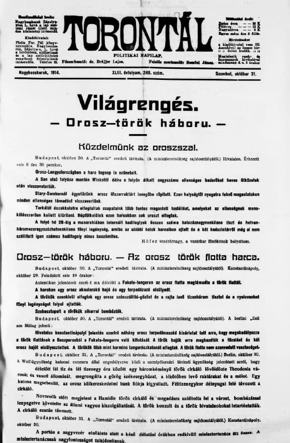 Torontál, 43. évf. 1914. október 31. 248. sz.