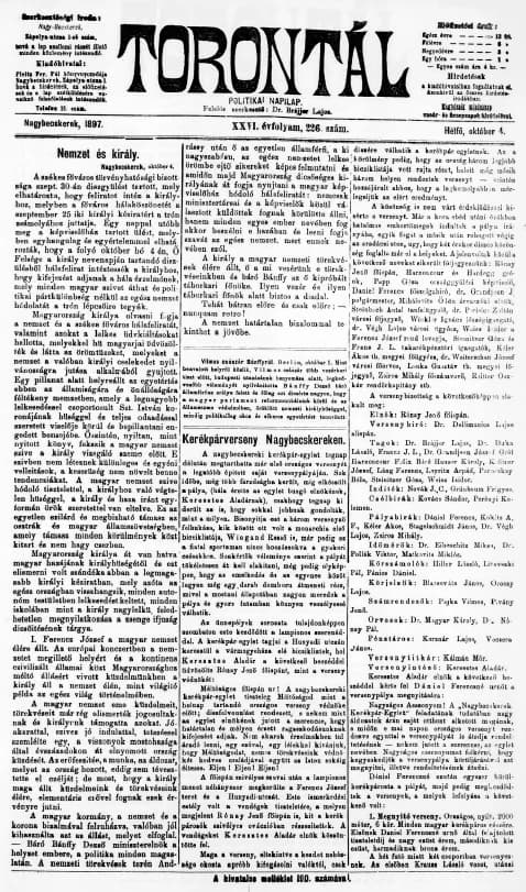 Torontál, 26. évf. 1897. október 4. 226. sz.