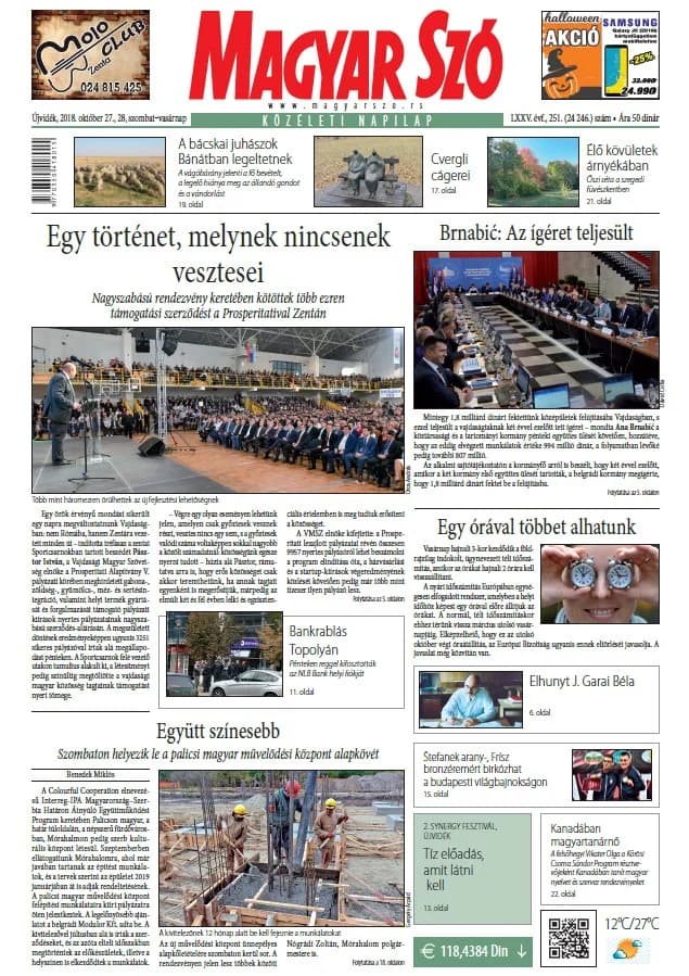Magyar Szó, 75. évf. 2018. október 27. – 28. 251. sz. 1–42. oldal