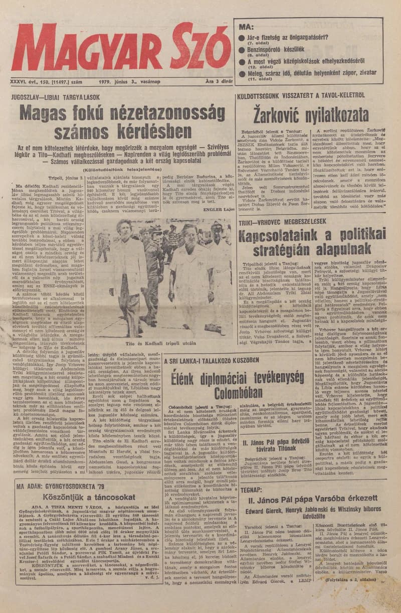 Magyar Szó, 36. évf. 1979. június 3. 150. sz. 1–28. oldal