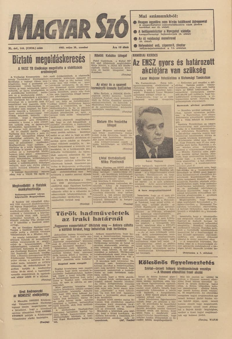 Magyar Szó, 40. évf. 1983. május 28. 144. sz. 1–24. oldal