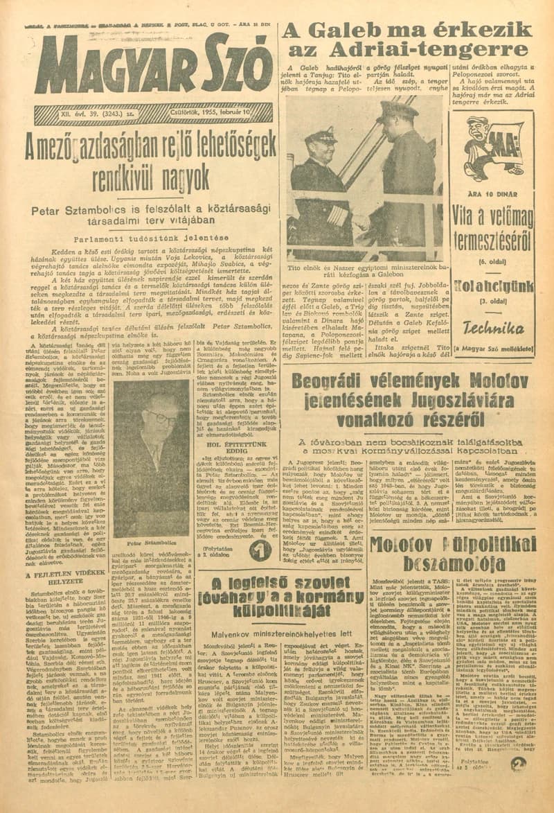 Magyar Szó, 12. évf. 1955. február 10. 39. sz. 1–8. oldal