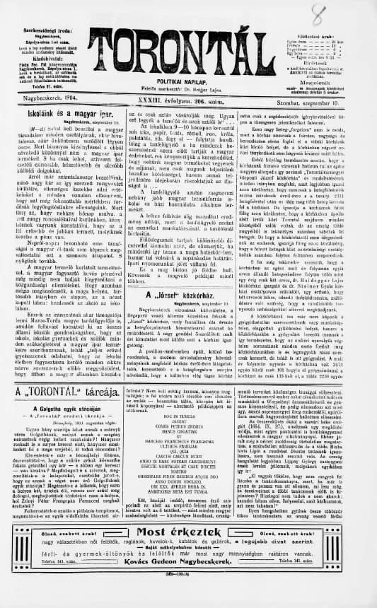 Torontál, 33. évf. 1904. szeptember 10. 206. sz.