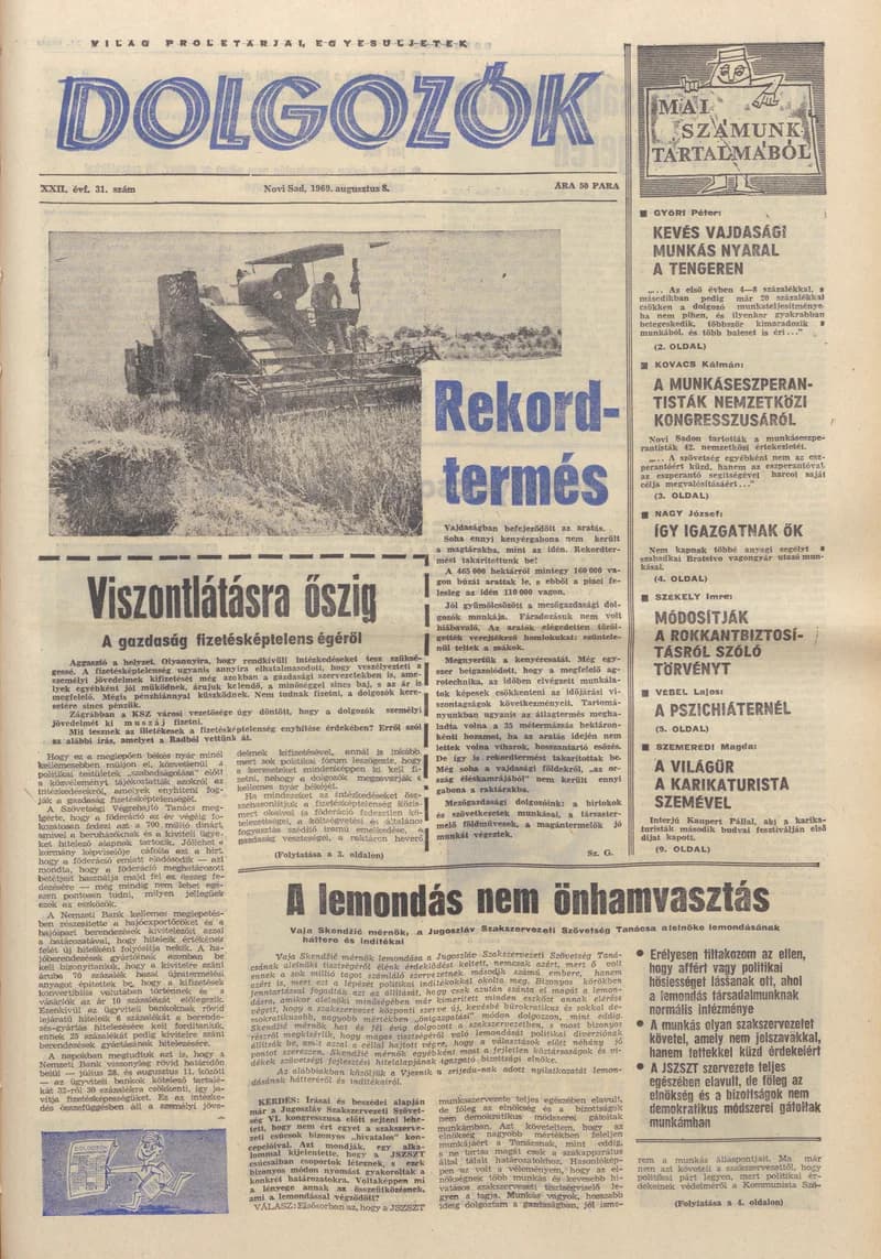 Dolgozók, 23. évf. 1969. augusztus 8. 31. sz.