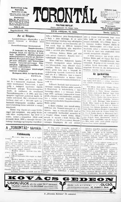 Torontál, 31. évf. 1902. április 9. 81. sz.