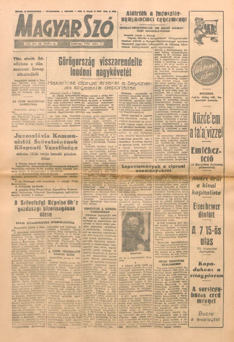 Magyar Szó, 13. évf. 1956. március 11. 68. sz. 1–20. oldal