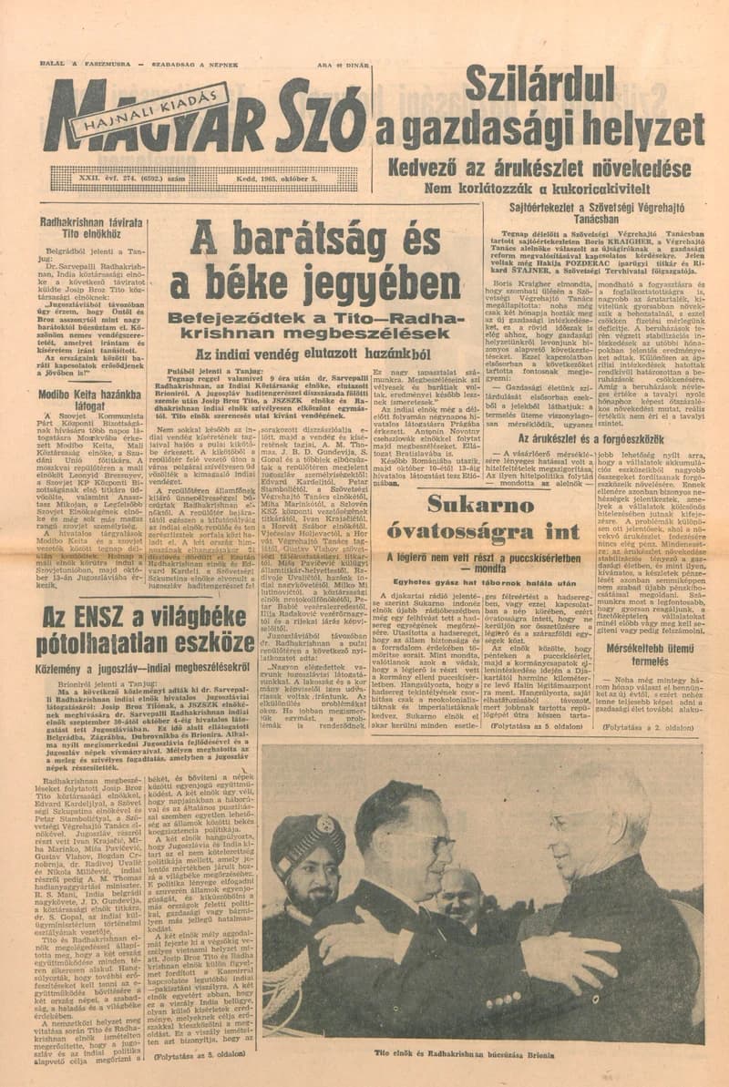 Magyar Szó, 22. évf. 1965. október 5. 274. sz. 1–16. oldal