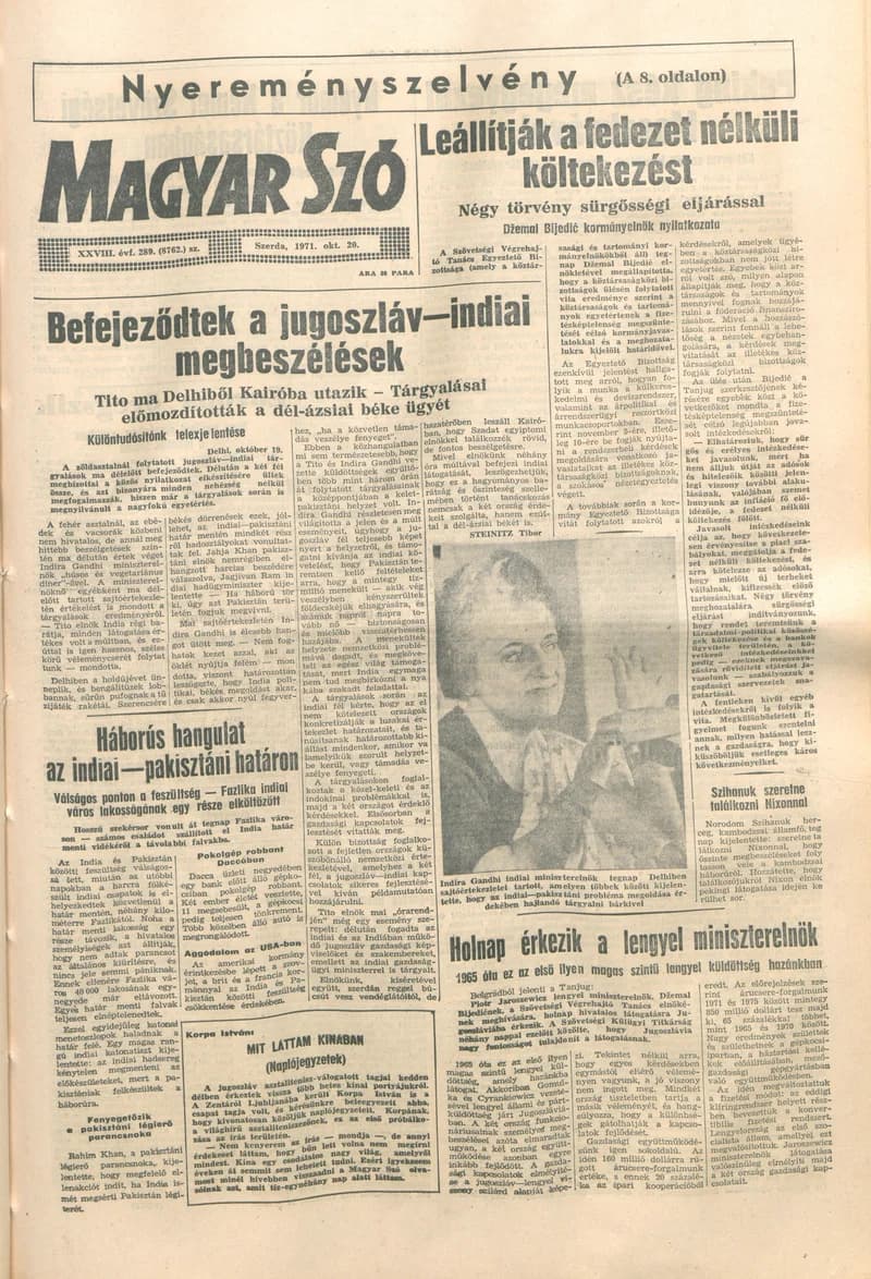 Magyar Szó, 28. évf. 1971. október 20. 289. sz. 1–16. oldal