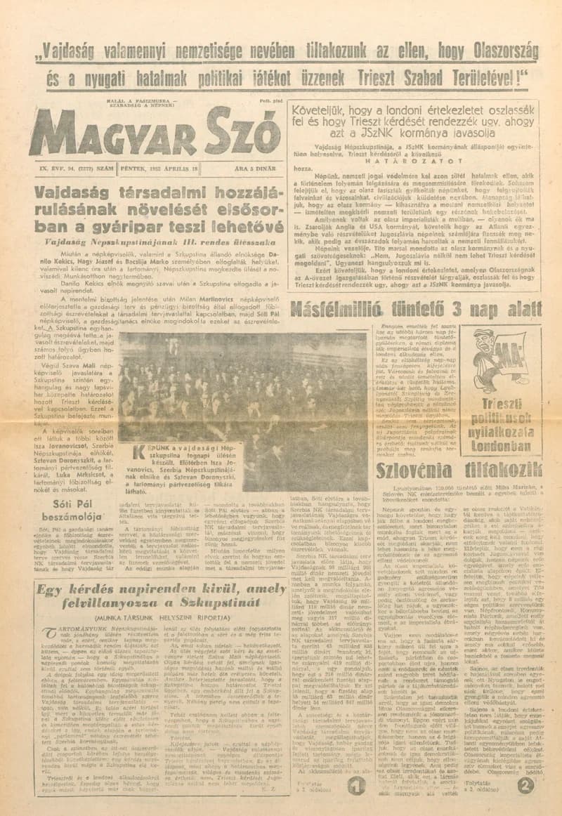 Magyar Szó, 9. évf. 1952. április 18. 94. sz. 1–4. oldal