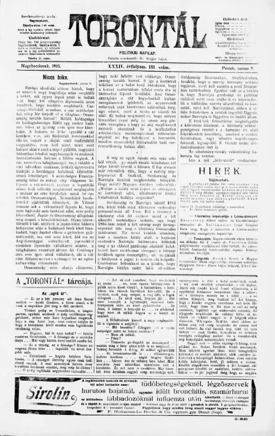Torontál, 34. évf. 1905. június 9. 131. sz.