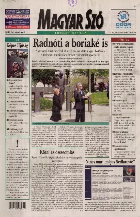 Magyar Szó, 66. évf. 2009. május 6. 102. sz. 1–20. oldal