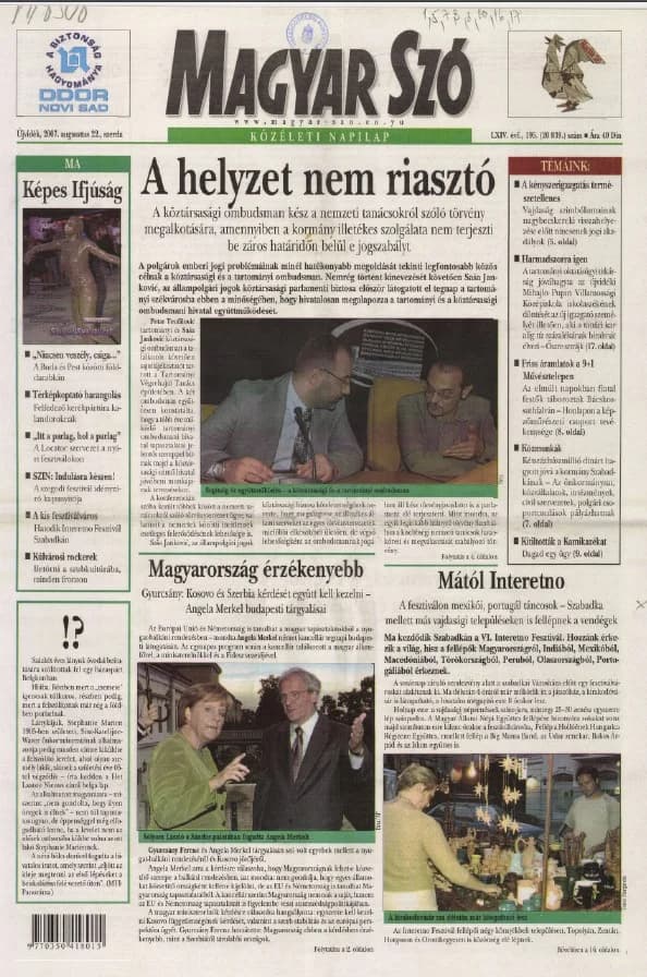 Magyar Szó, 64. évf. 2007. augusztus 22. 195. sz. 1–20. oldal