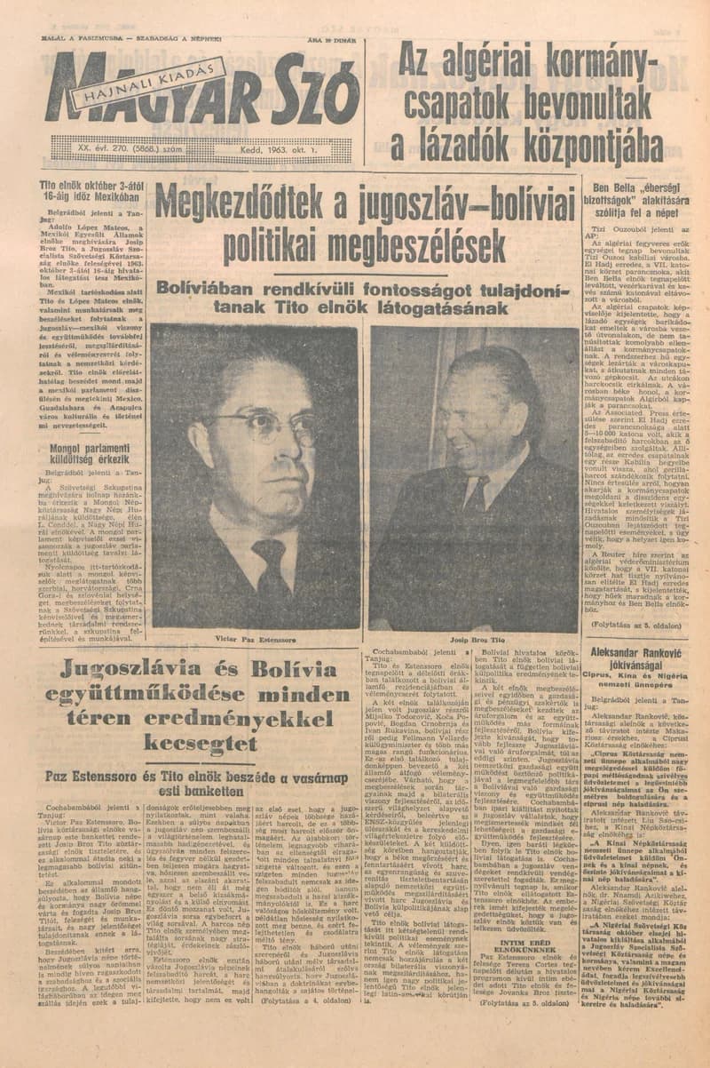 Magyar Szó, 20. évf. 1963. október 1. 270. sz. 1–14. oldal