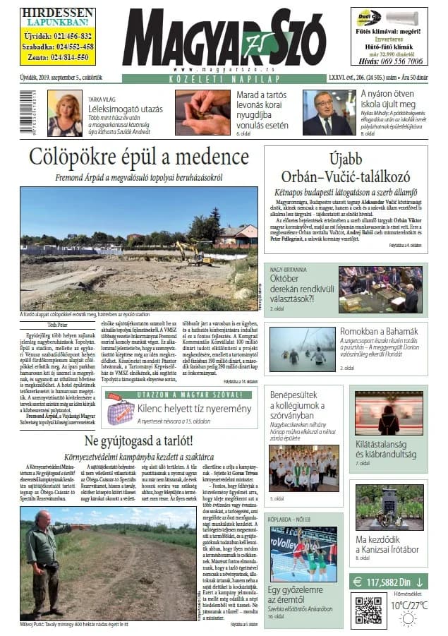 Magyar Szó, 76. évf. 2019. szeptember 5. 206. sz. 1–20. oldal