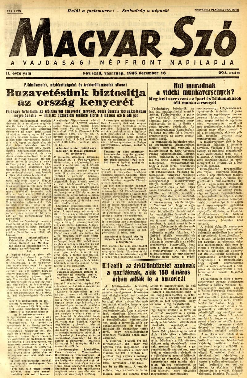 Magyar Szó, 2. évf. 1945. december 16. 292. sz. 1–8. oldal