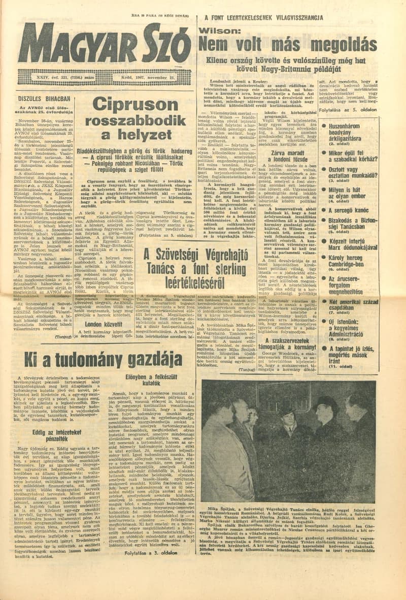 Magyar Szó, 24. évf. 1967. november 21. 321. sz. 1–16. oldal
