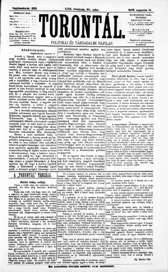 Torontál, 22. évf. 1893. augusztus 14. 185. sz.
