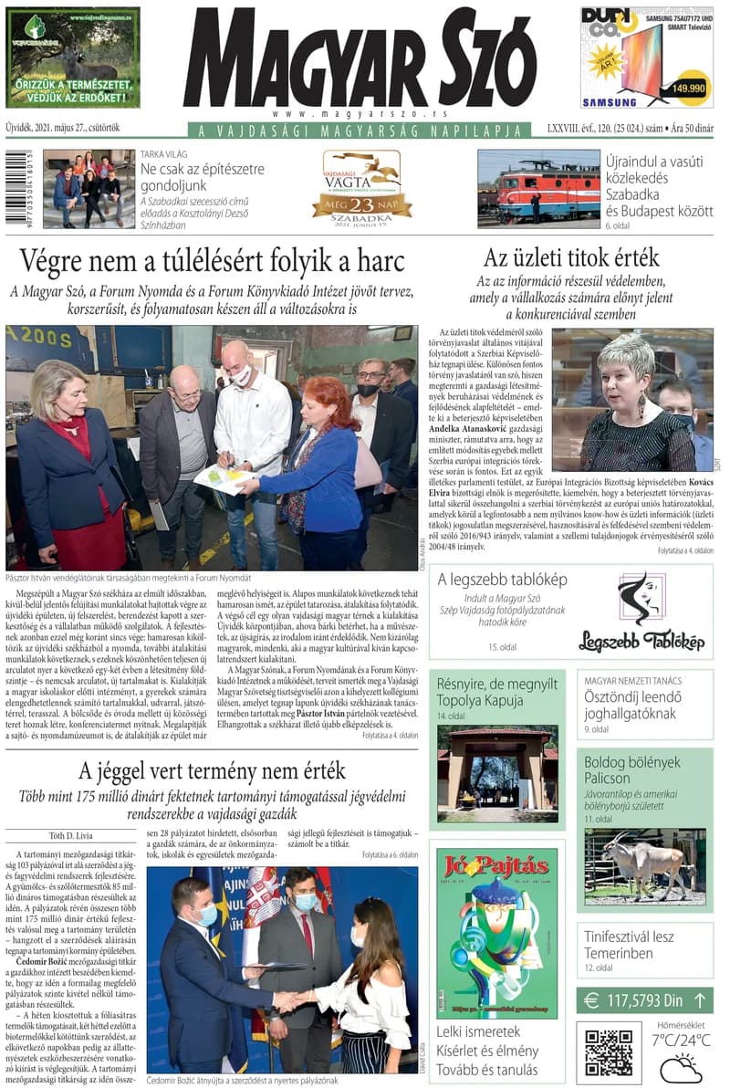 Magyar Szó, 78. évf. 2021. május 27. 120. sz. 1–20. oldal