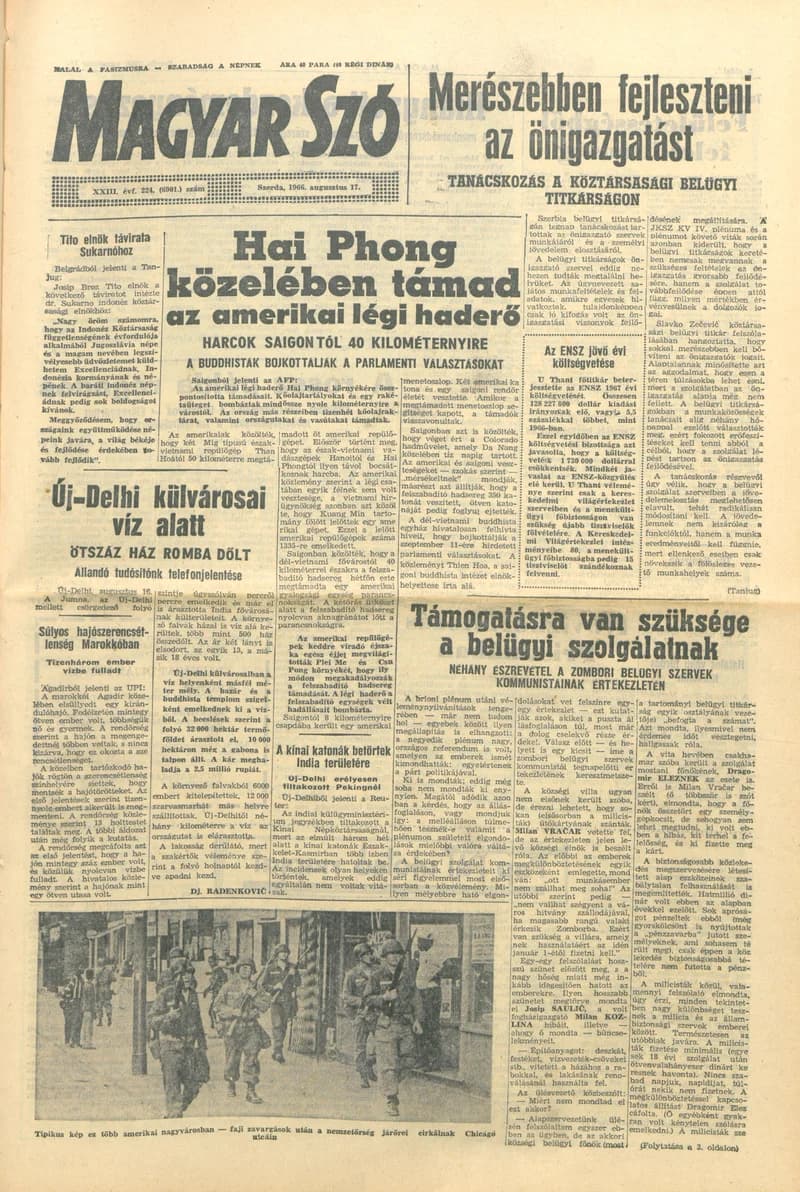 Magyar Szó, 23. évf. 1966. augusztus 17. 224. sz.