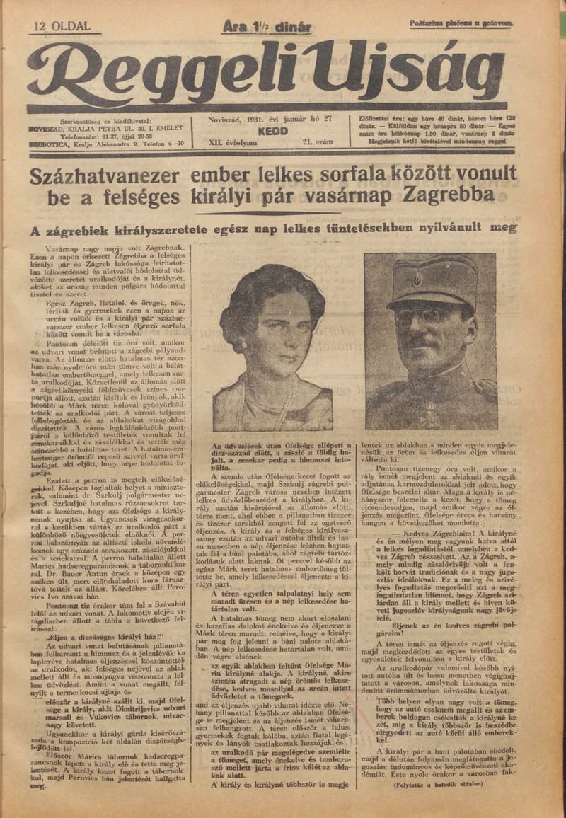 Reggeli Újság, 12. évf. 1931. január 27. 21. sz.