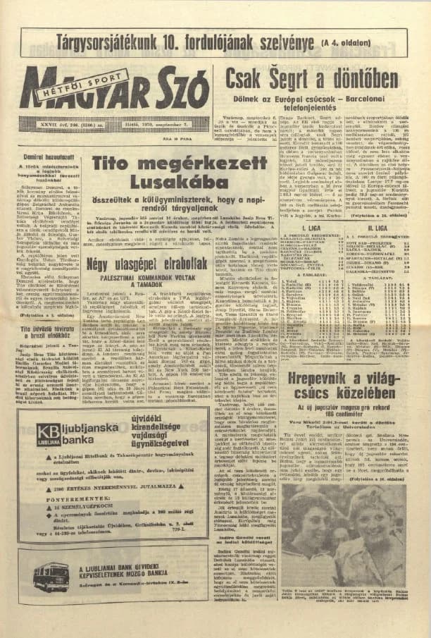 Magyar Szó, 27. évf. 1970. szeptember 7. 246. sz. 1–16. oldal