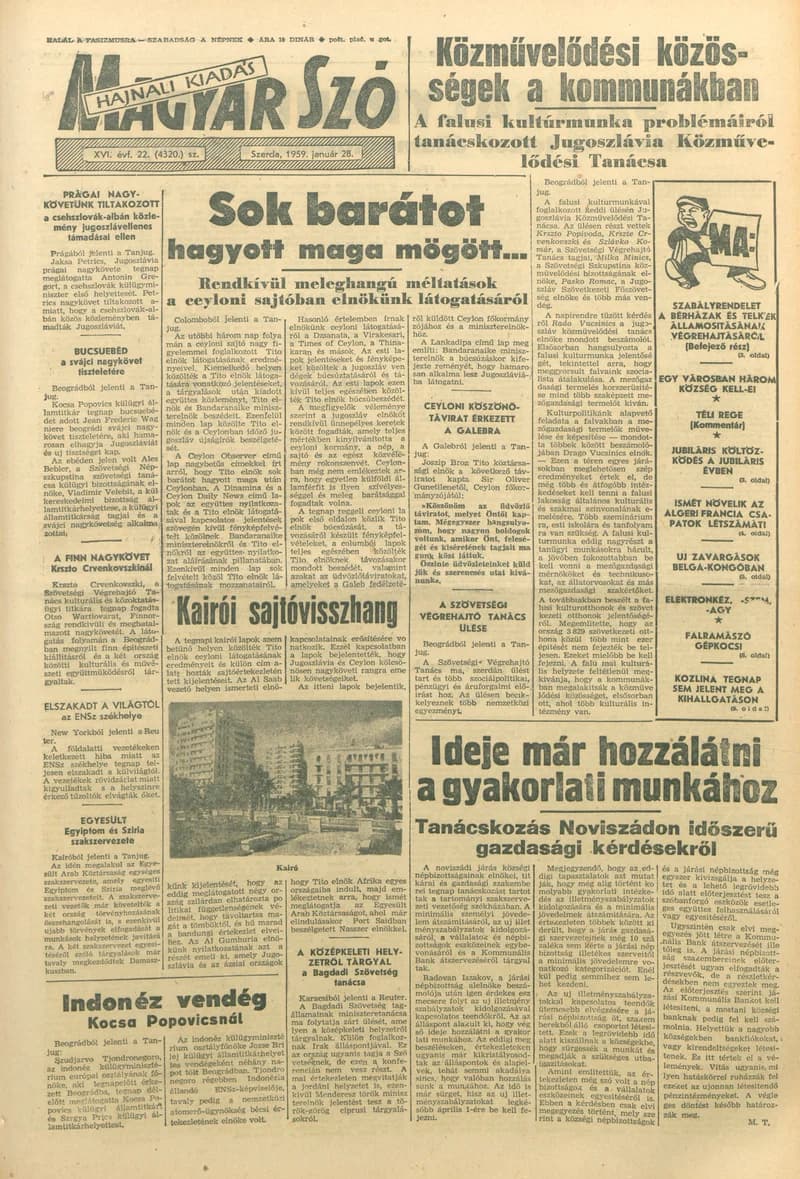 Magyar Szó, 16. évf. 1959. január 28. 22. sz. 1–20. oldal