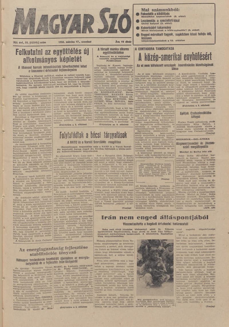 Magyar Szó, 41. évf. 1984. március 17. 75. sz. 1–24. oldal