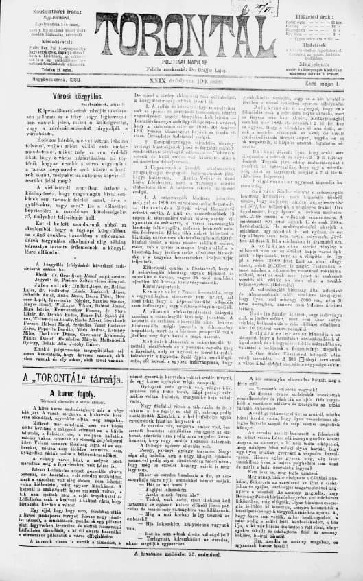 Torontál, 29. évf. 1900. május 1. 100. sz.