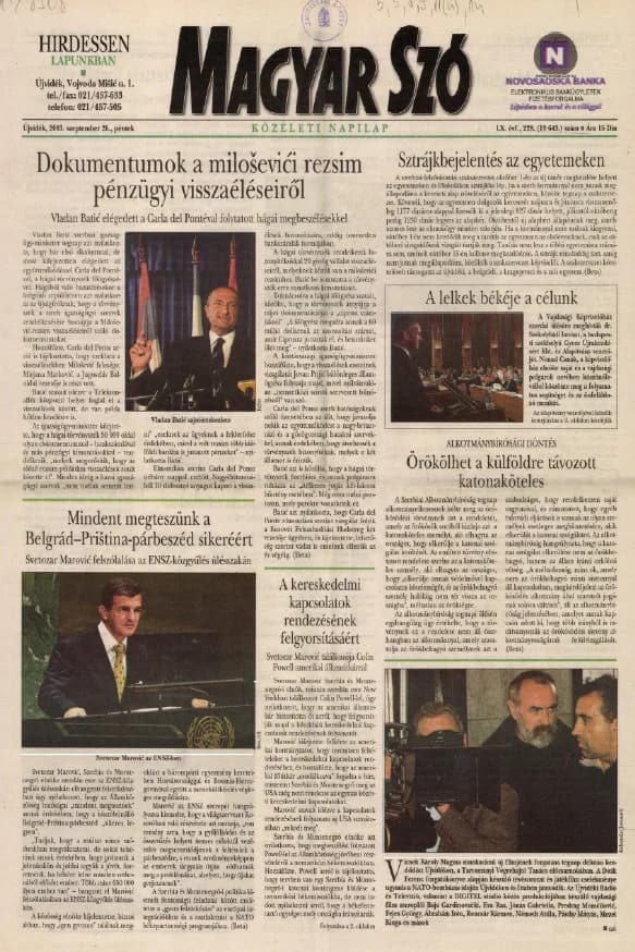 Magyar Szó, 60. évf. 2003. szeptember 26. 228. sz. 1–16. oldal