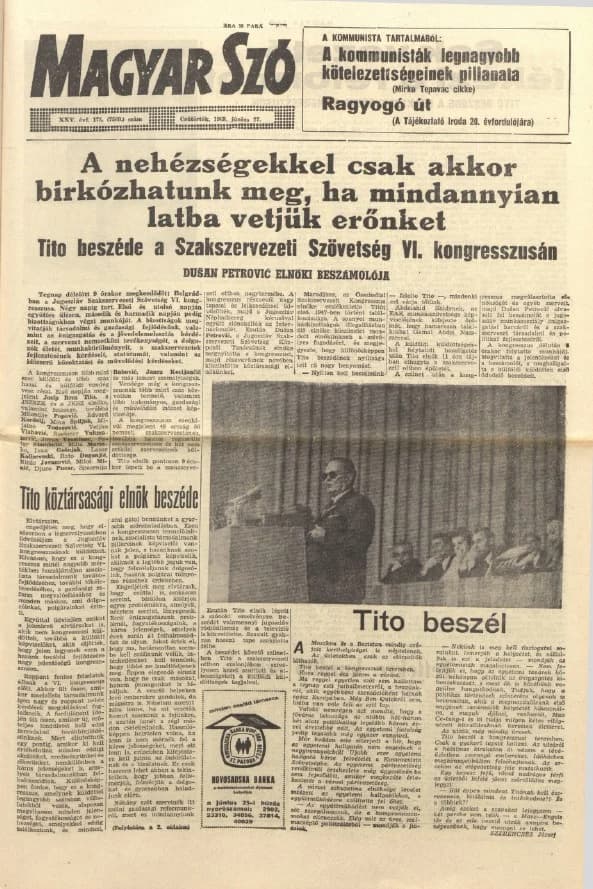 Magyar Szó, 25. évf. 1968. június 27. 175. sz. 1–20. oldal