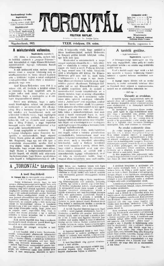 Torontál, 32. évf. 1903. augusztus 5. 176. sz.
