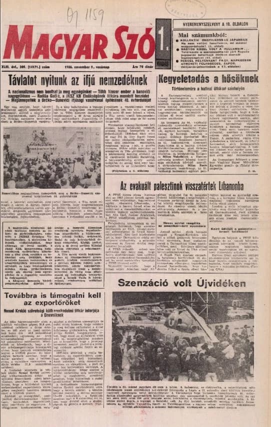 Magyar Szó, 43. évf. 1986. november 9. 309. sz. 1–32. oldal
