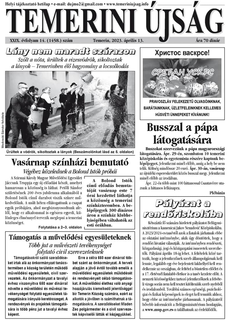 Temerini Újság, 29. évf. 2023. április 13. 14. sz.