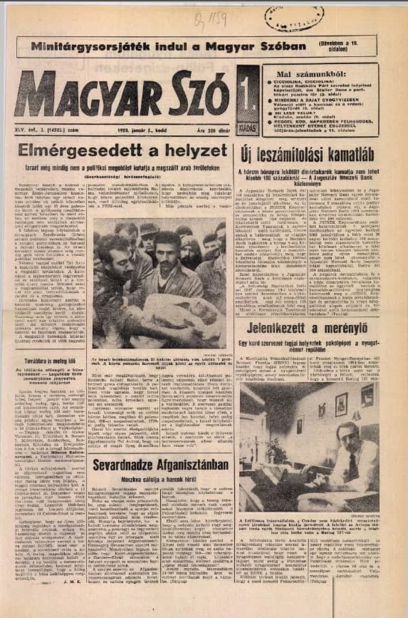 Magyar Szó, 45. évf. 1988. január 5. 3. sz. 1–20. oldal