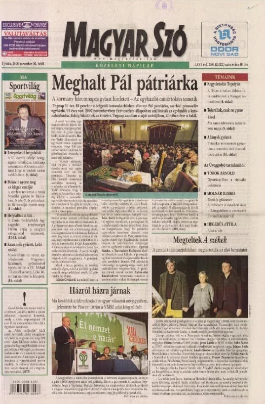 Magyar Szó, 66. évf. 2009. november 16. 268. sz. 1–16. oldal