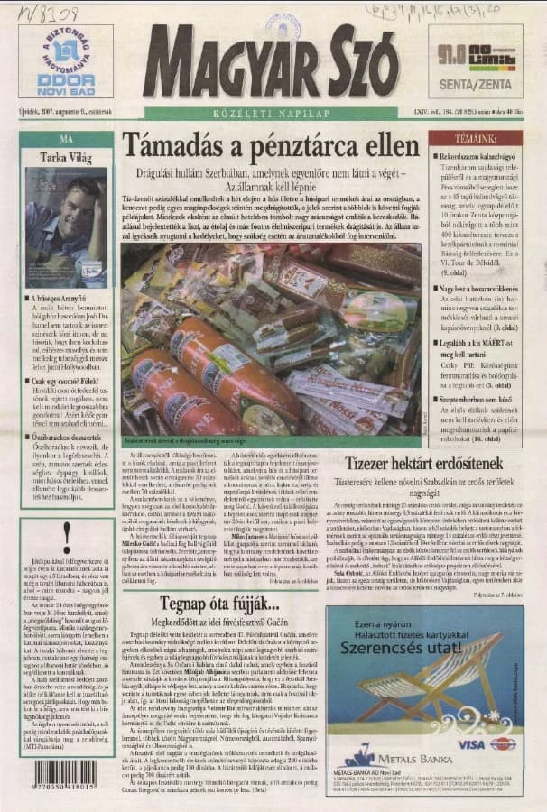 Magyar Szó, 64. évf. 2007. augusztus 9. 184. sz. 1–20. oldal