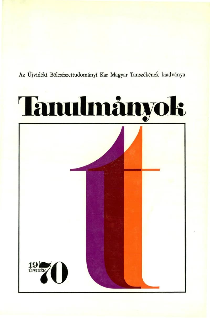 Tanulmányok, 2. évf. 1970. 2. sz. 1–191. oldal