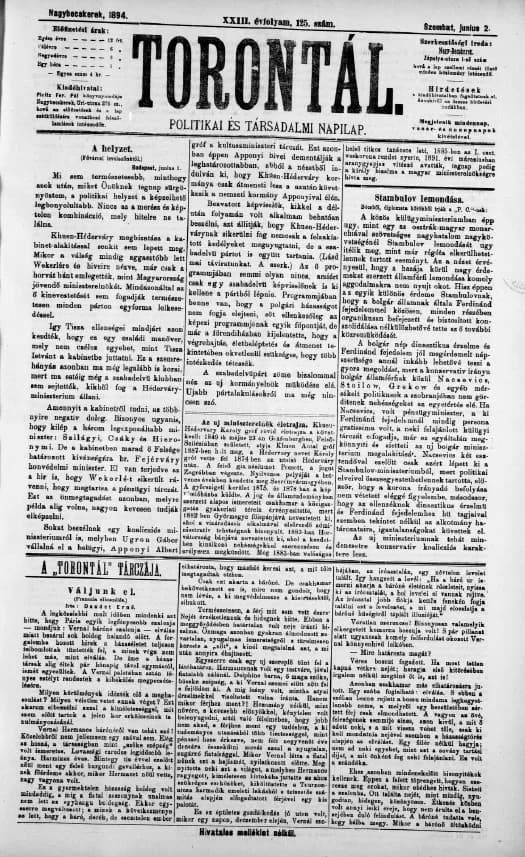 Torontál, 23. évf. 1894. június 2. 125. sz.