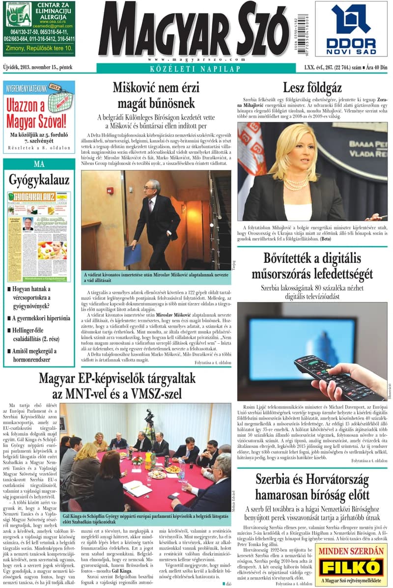 Magyar Szó, 70. évf. 2013. november 15. 267. sz. 1–16. oldal