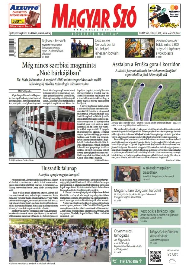 Magyar Szó, 74. évf. 2017. szeptember 30. – október 1. 228. sz. 1–32. oldal