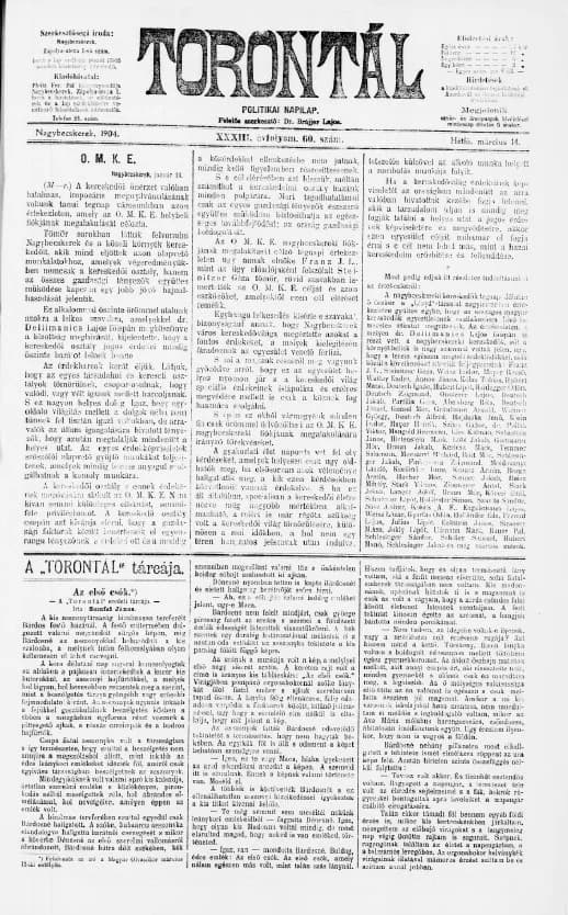 Torontál, 33. évf. 1904. március 14. 60. sz.