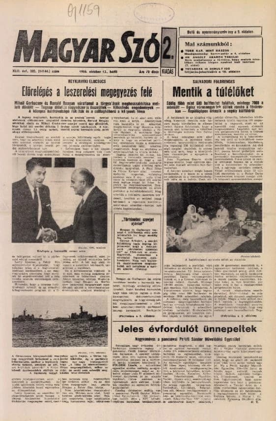 Magyar Szó, 43. évf. 1986. október 13. 282. sz. 1–20. oldal