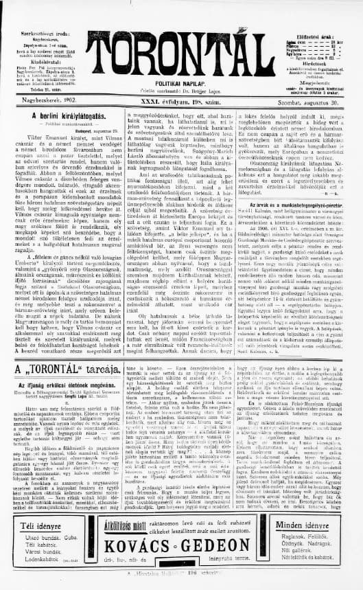 Torontál, 31. évf. 1902. augusztus 30. 198. sz.