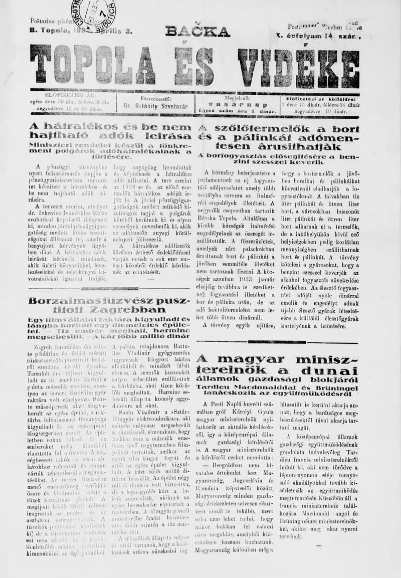 Bačka Topola és Vidéke, 9. évf. 1932. április 3. 14. sz.