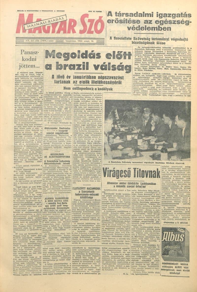 Magyar Szó, 19. évf. 1962. szeptember 16. 256. sz. 1–24. oldal
