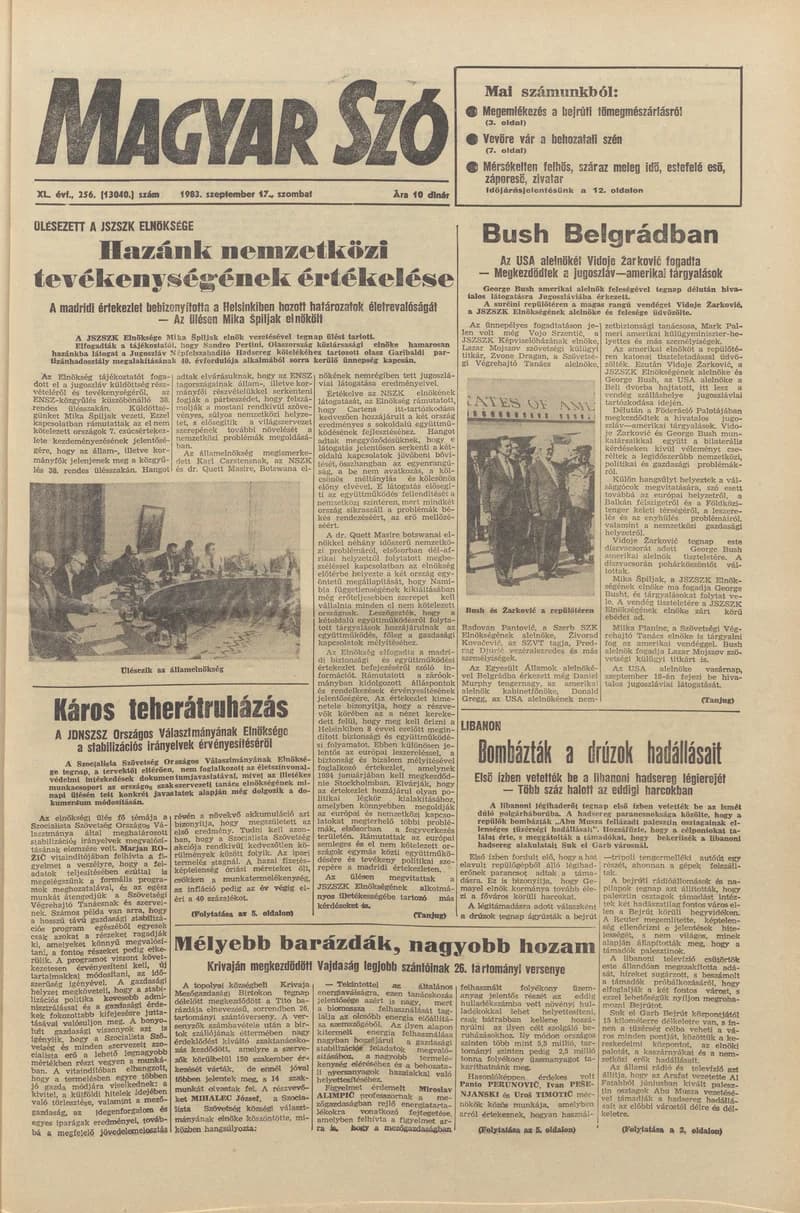 Magyar Szó, 40. évf. 1983. szeptember 17. 256. sz.
