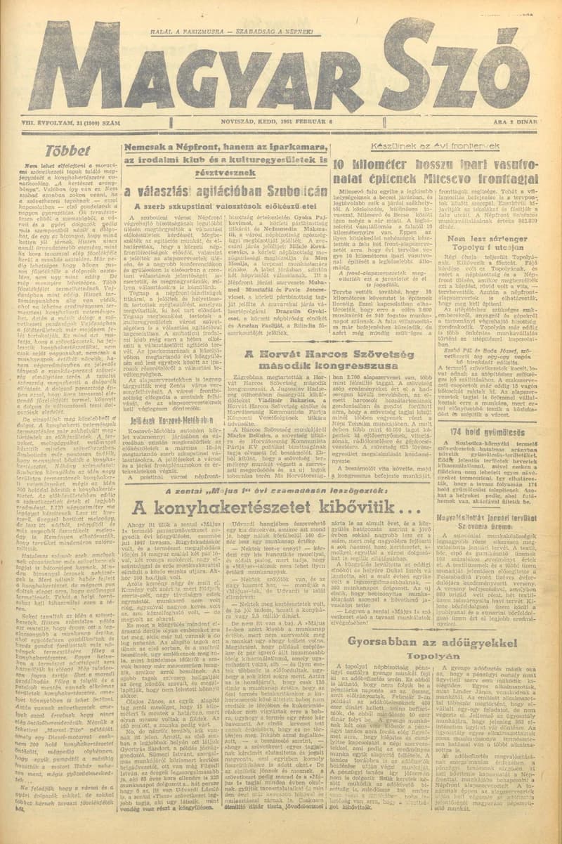 Magyar Szó 1951. február 6. 31. sz.